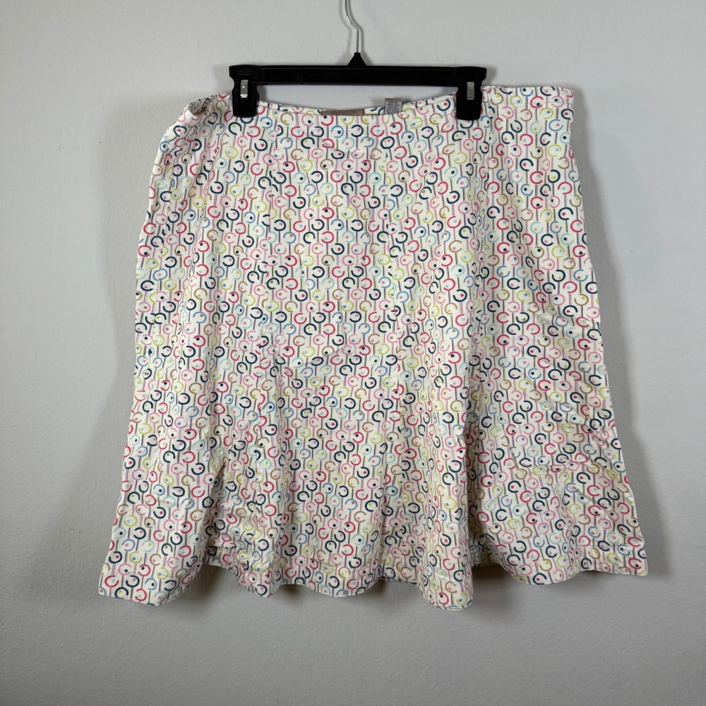 Live Relaxedβ Woman A Line Skirt Multi Color Circle Print Zip Fly Cotton